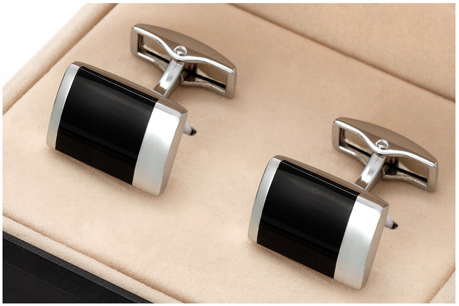 MODNE Spinki do Mankietów Koszuli +PUDEŁKO SKP15-1 Materiał cynk stal