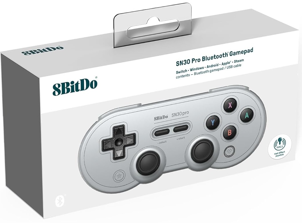 8BitDo SN30 Pro Gray v2 Hall Effect Pad Bluetooth Android Apple Pc Switch – Bezdrátový herní ovladač