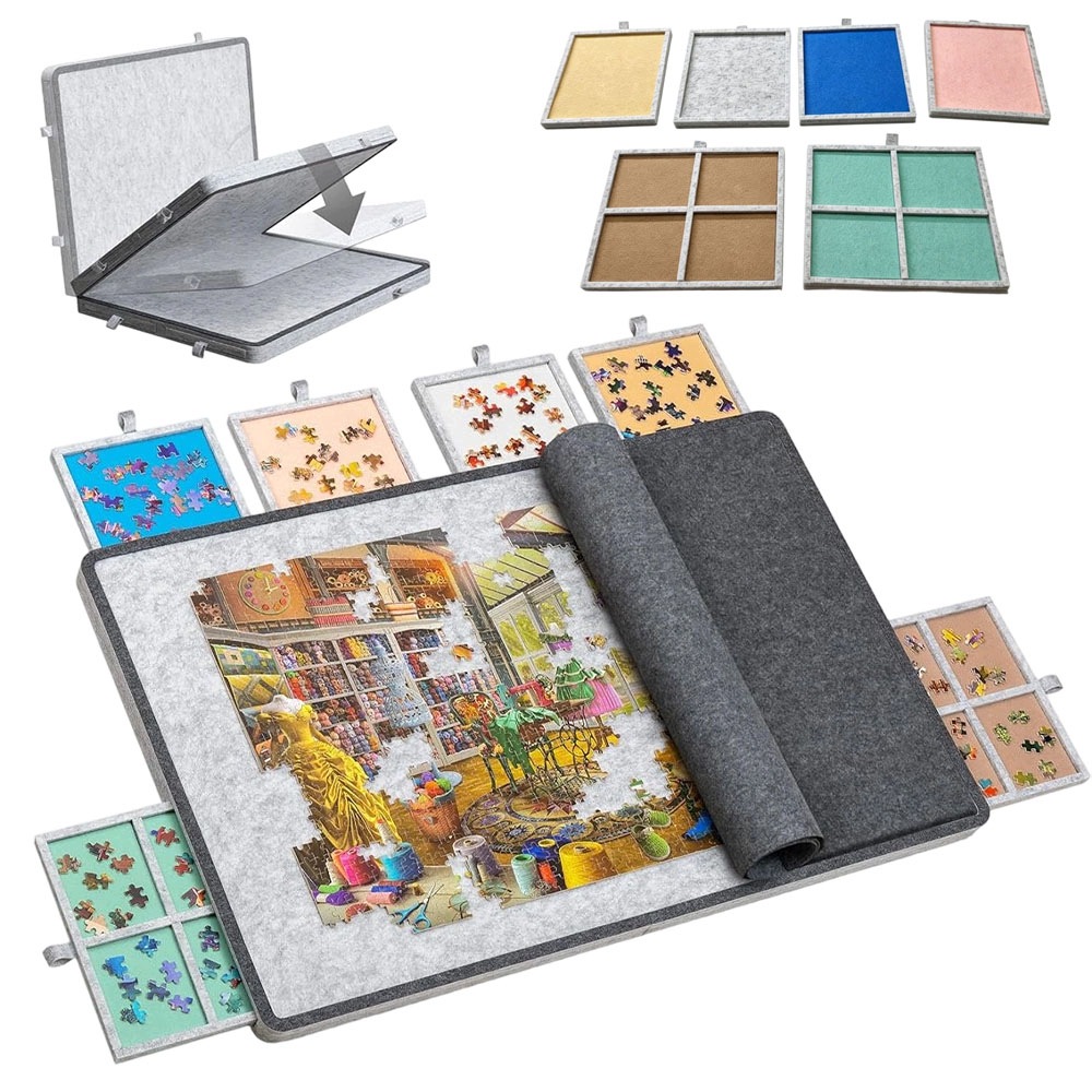 Składana Mata Do Układania Puzzli Stolik Stojak 1500 Elementów +6 Szuflad