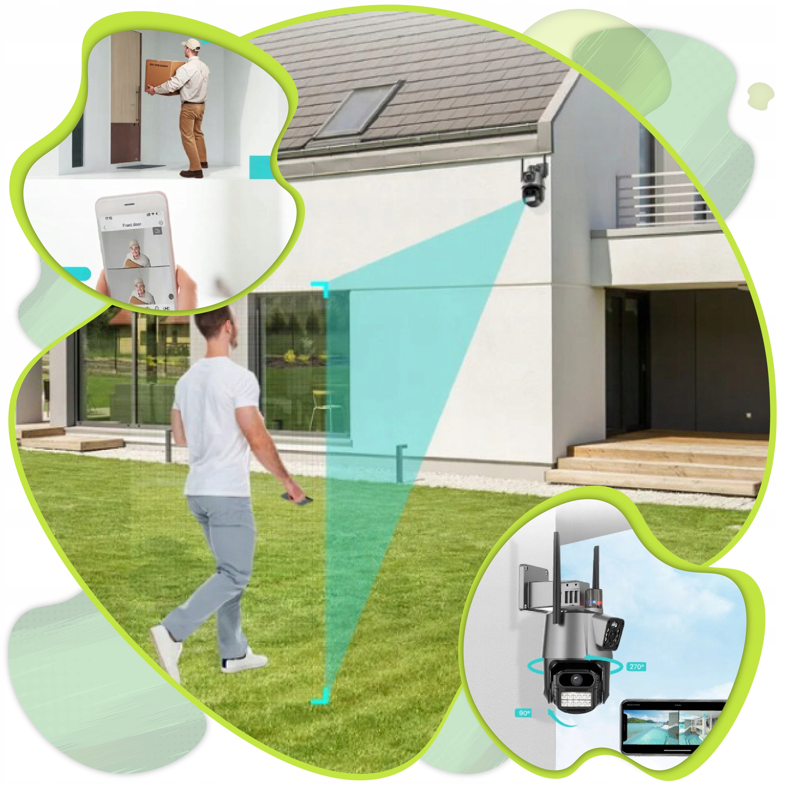 PODWÓJNA KAMERA ZEWNĘTRZNA OBROTOWA 270 stopni 4MP ZOOM WiFi 2 obiektywy Marka Inna
