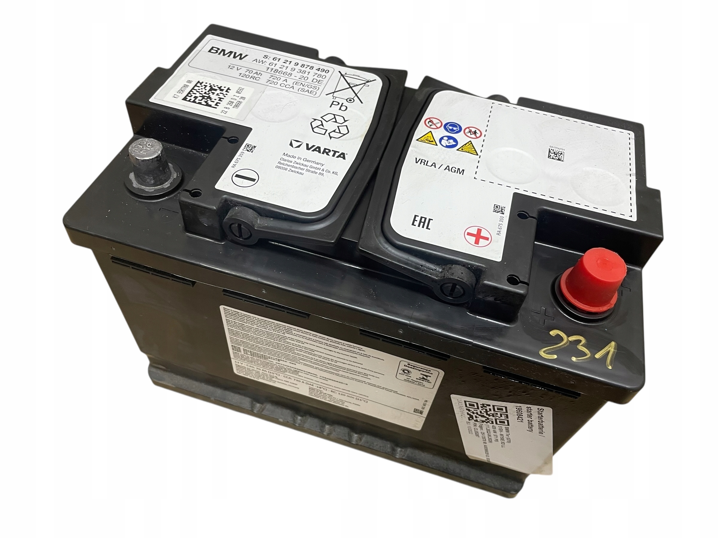 Batteria AGM START-STOP 12V 70AH 720A BMW 2022R Originale