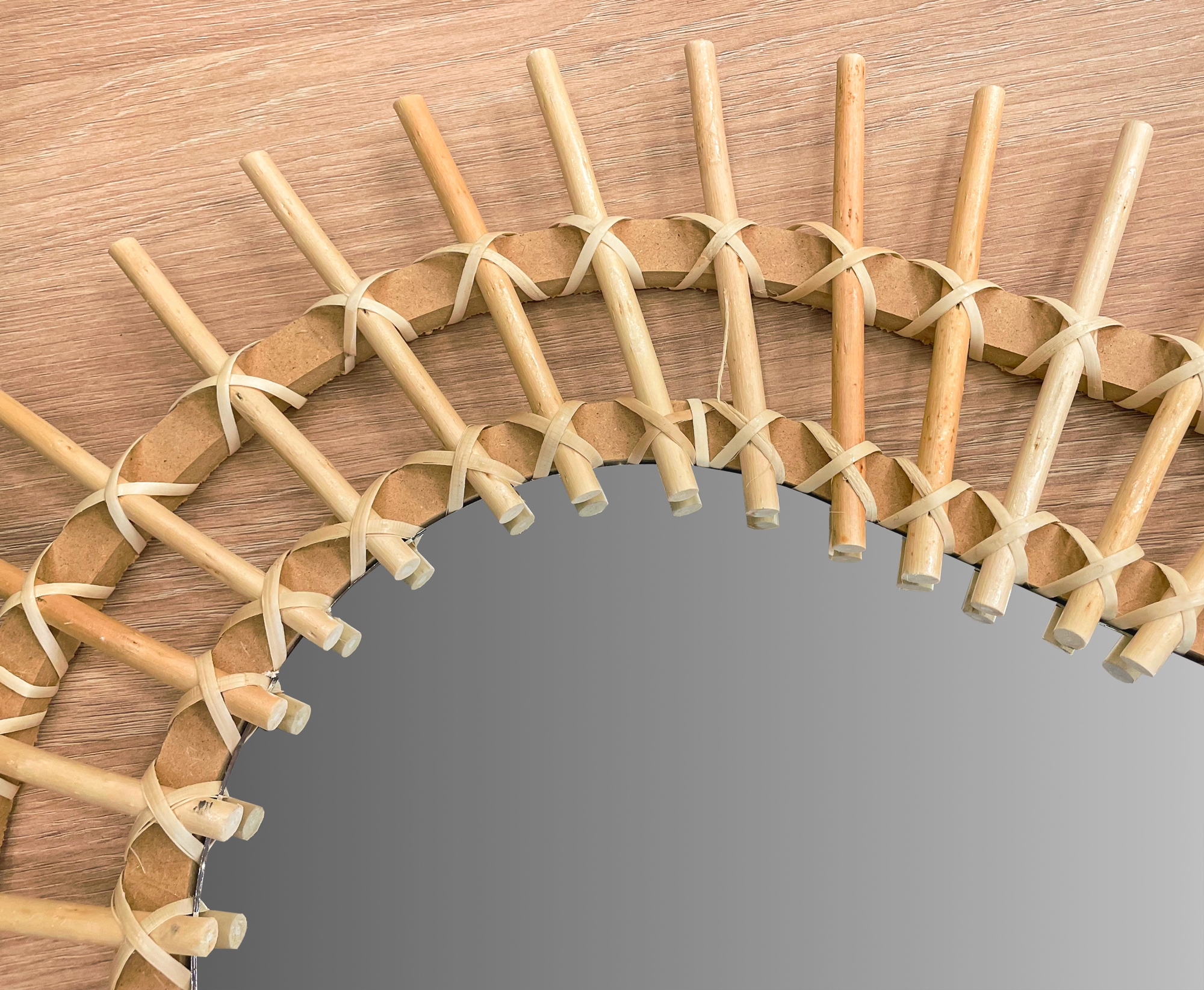 OWALNE LUSTRO BOHO BAMBUS ŚCIENNE 57cm NATURALNE Szerokość 490 mm