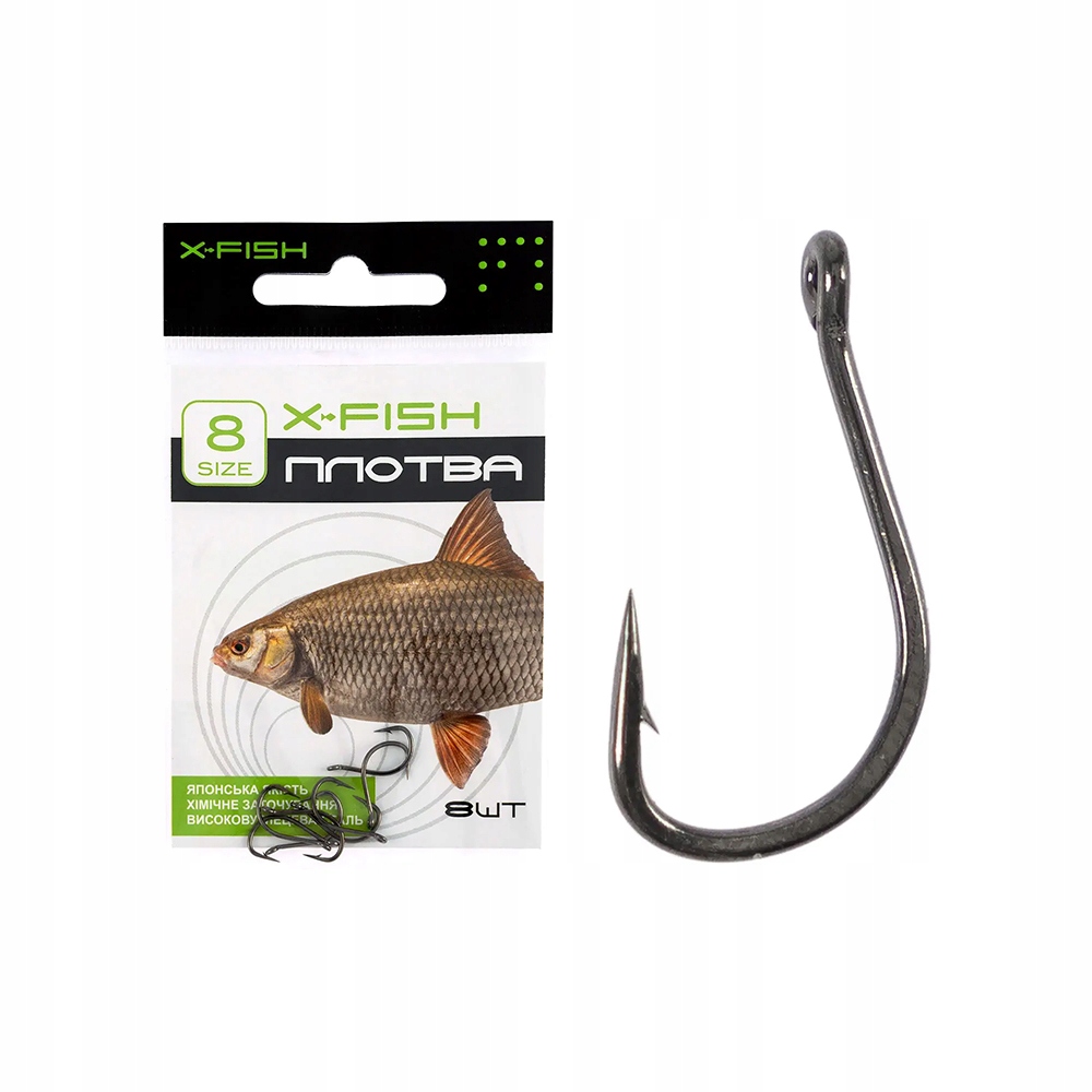 X-Fish Roach r.8 Barbed 8szt. Haki