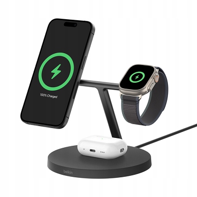 Nabíjacia stanica Belkin Boost Charge Pro Qi2 15W 3v1 (MagSafe) Čierna