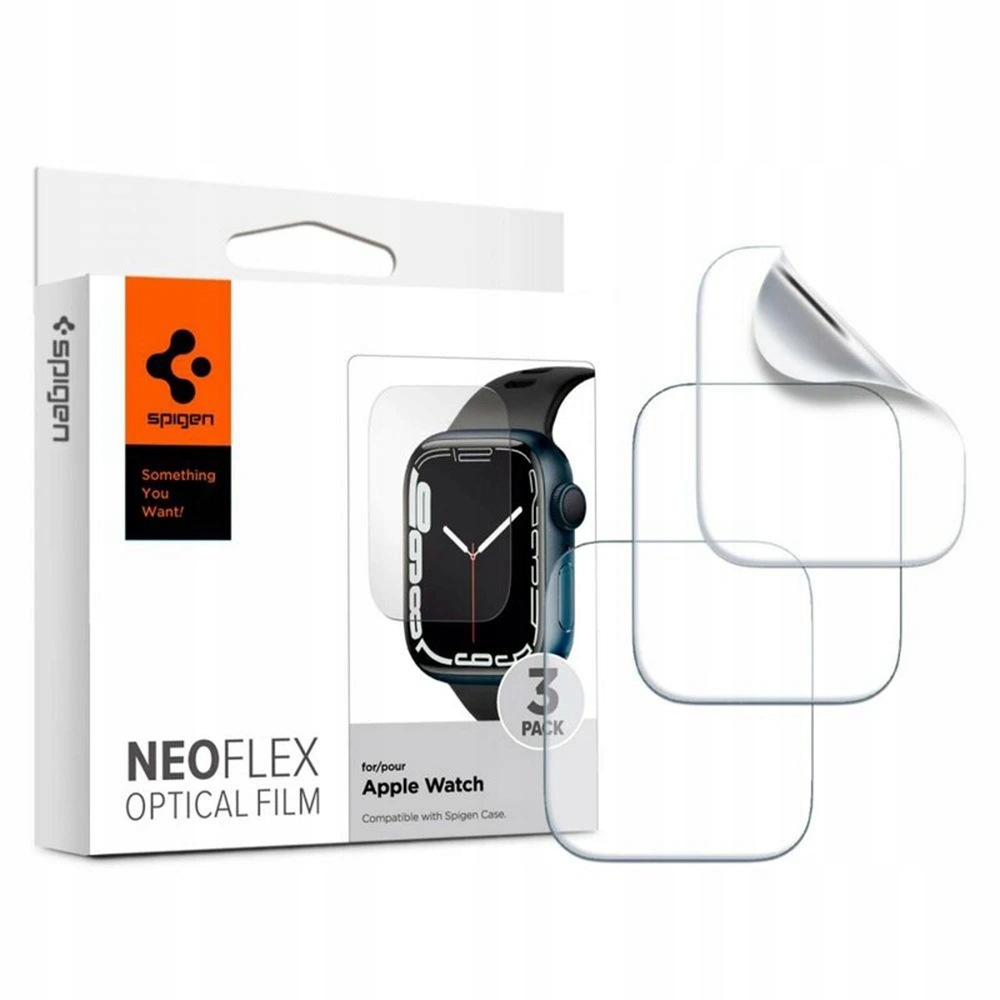 Spigen (3 sztuki) folia Apple Watch 4 5 6 Se 7 8 (40 41 mm) przezroczysta
