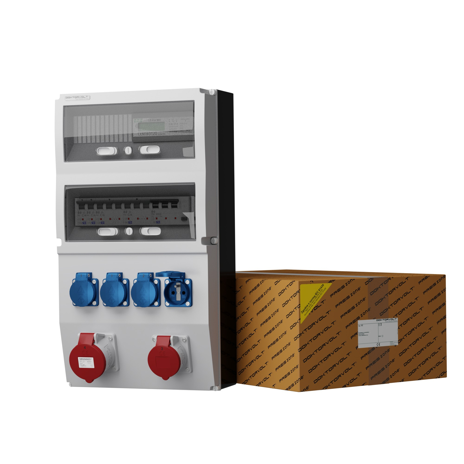 Stavebný rozvádzač s počítadlom eXT-S/FI 32A 16A 4x230V Mennekes