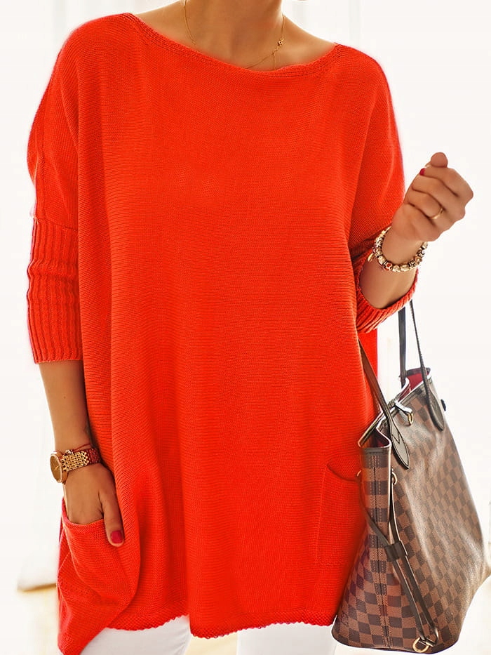 Velký oversize svetr plus size Nobis oranžový neon