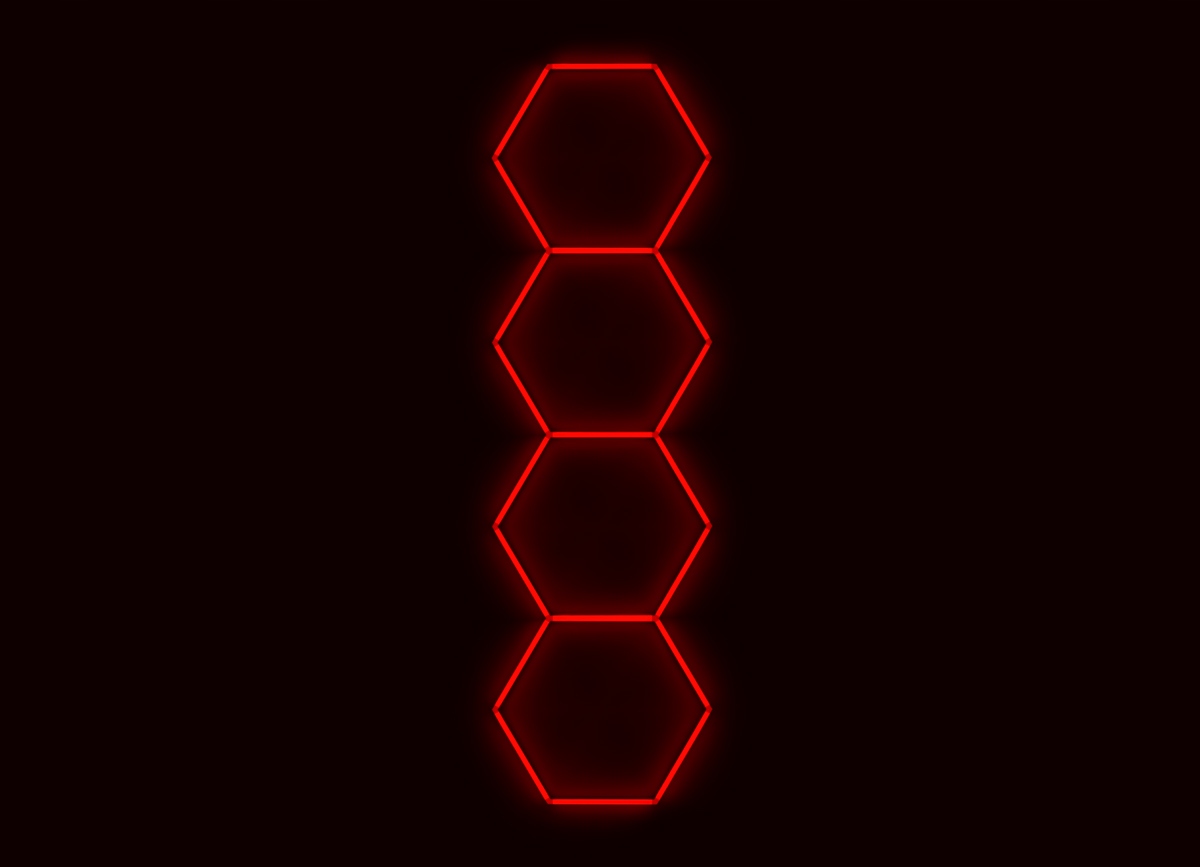 Kompletná šesťuholníková Led lampa, veľkosť 4 prvkov 97 x 327 cm