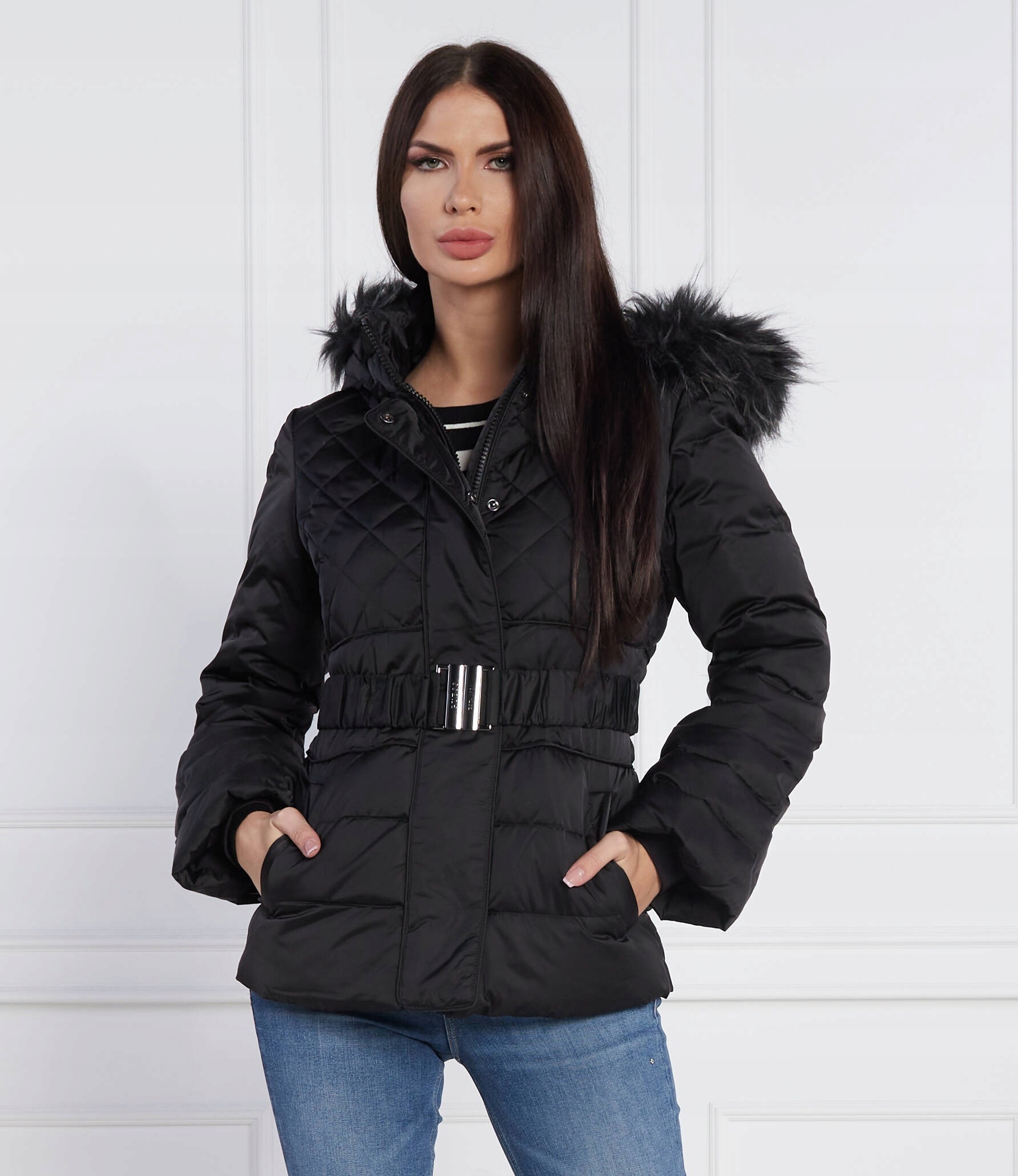 Guess Laurie Zimní Péřová Bunda Přírodní Peří W2BL60 WEX52 R L