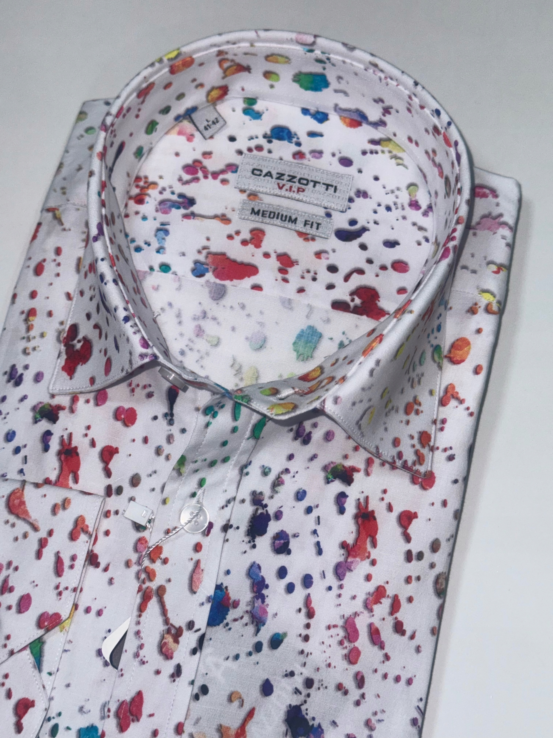 Cazzotti pánská košile 4018 Plamy Barva s dlouhým rukávem medium fit 3XL 47/48 34C