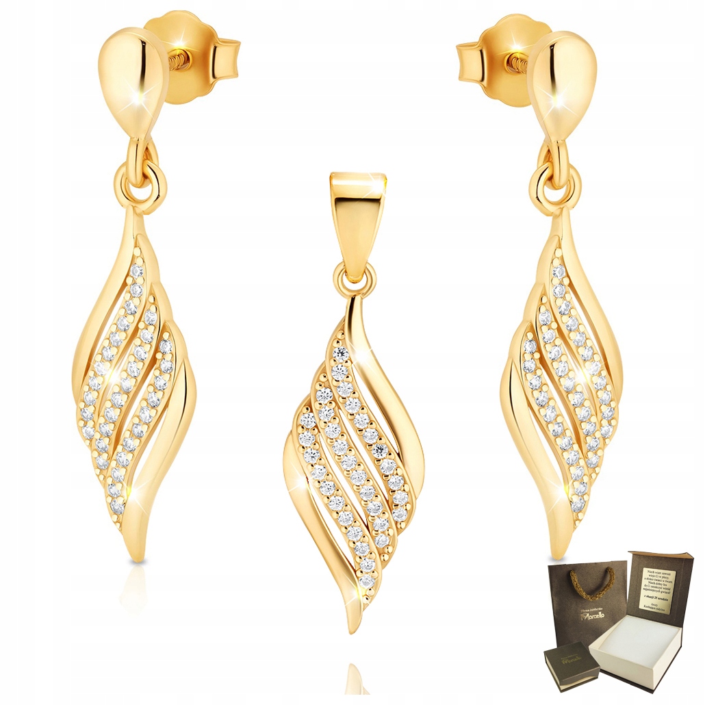 

Złoty Komplet Kolczyki Wisiorek Srebro 925