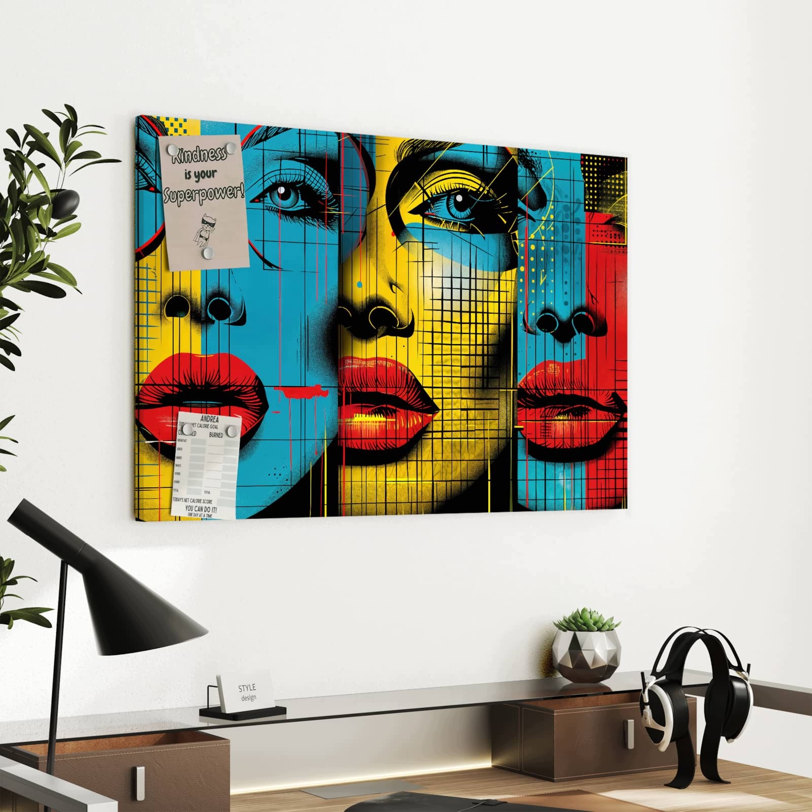 Magnetická tabule Pop Umění Twarze 60 × 40 cm