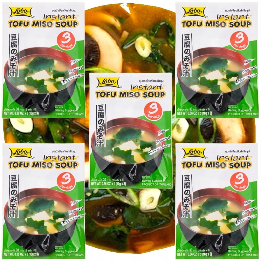 5 x Instantní polévka Miso Tofu Hotová směs koření pro miso Sáček 30 g