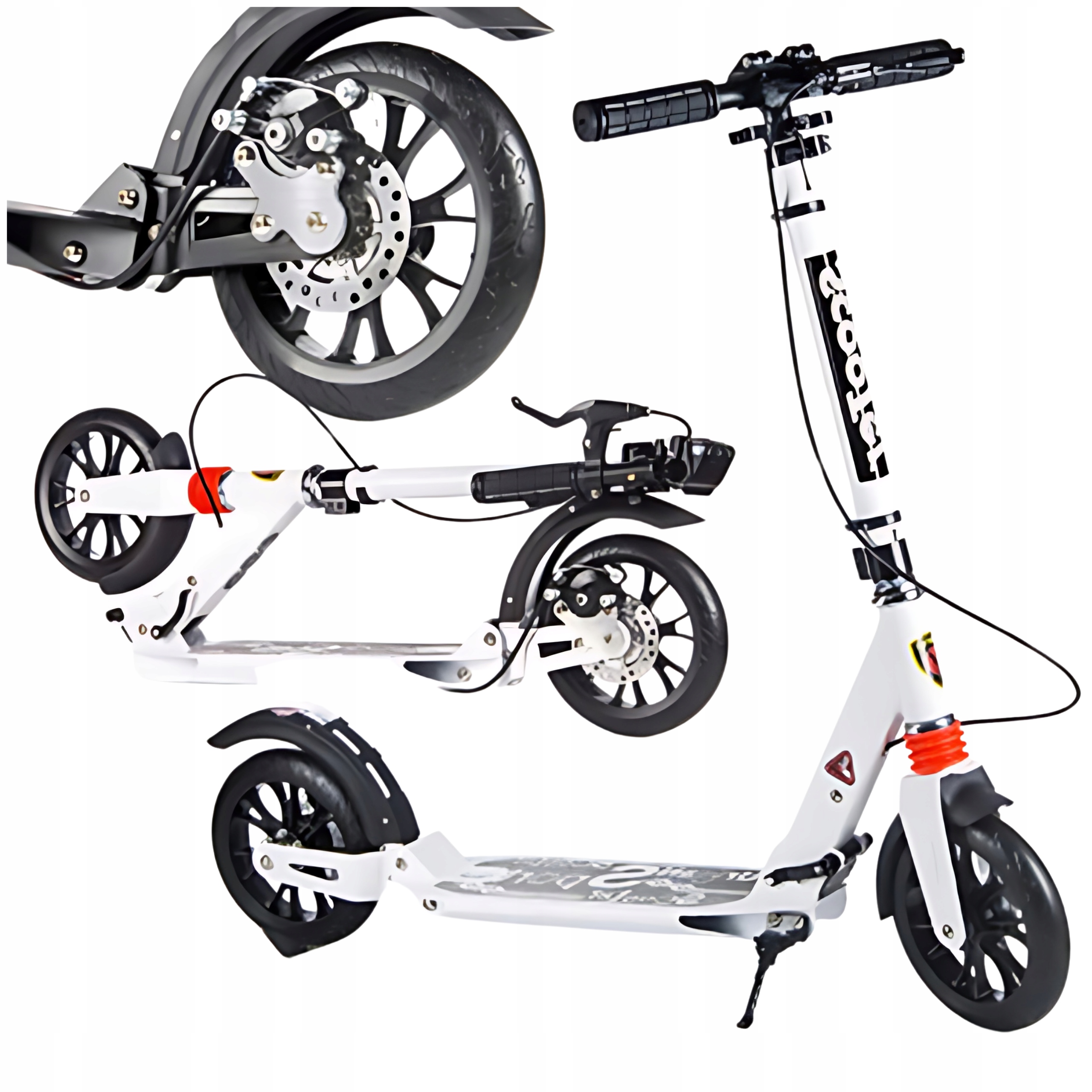 Hulajnoga Urban Scooter Biała/Czarna 2 Kółka Hamulec Tarczowy Składana