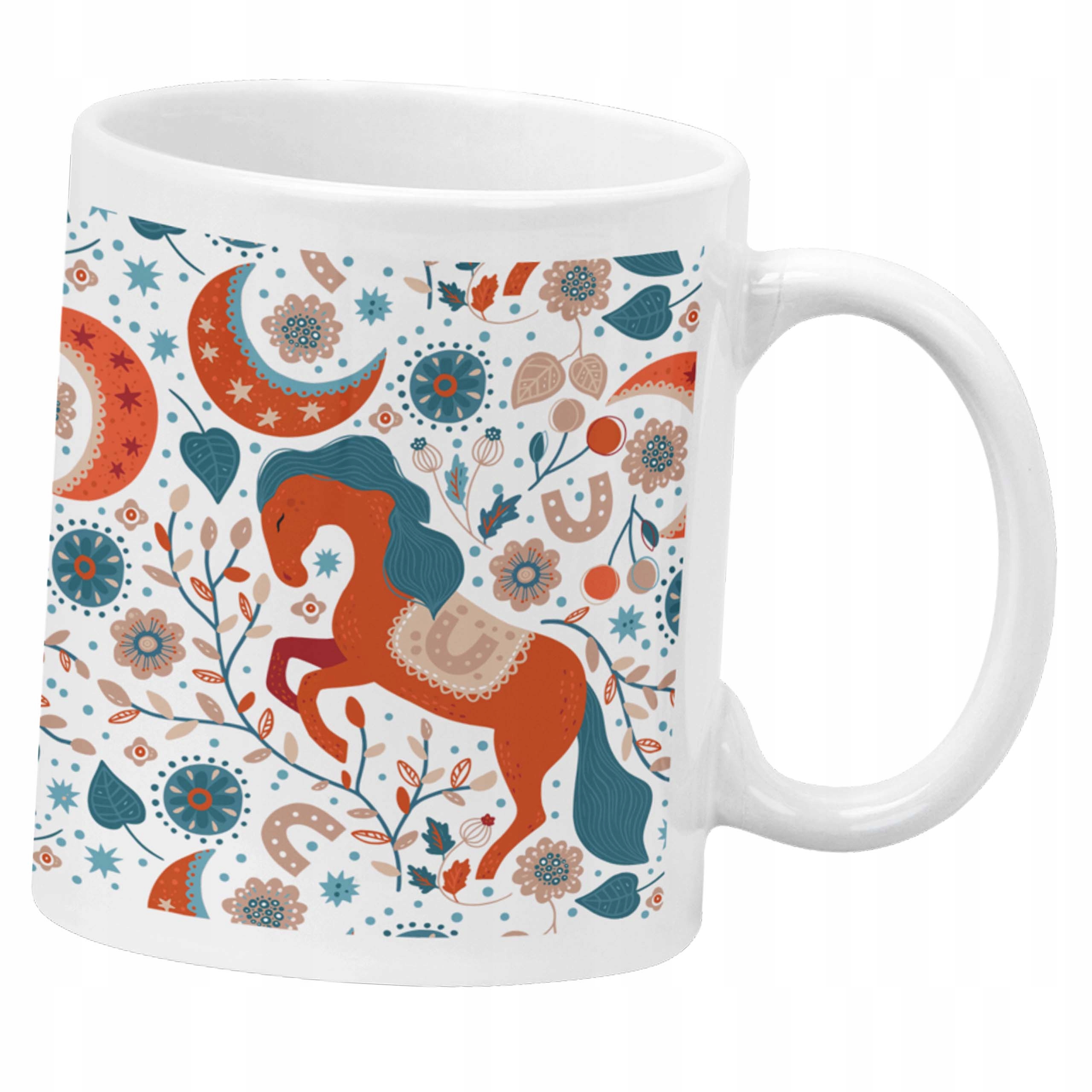

Kubek Koń z końmi kolorowy wzór Boho dla niej