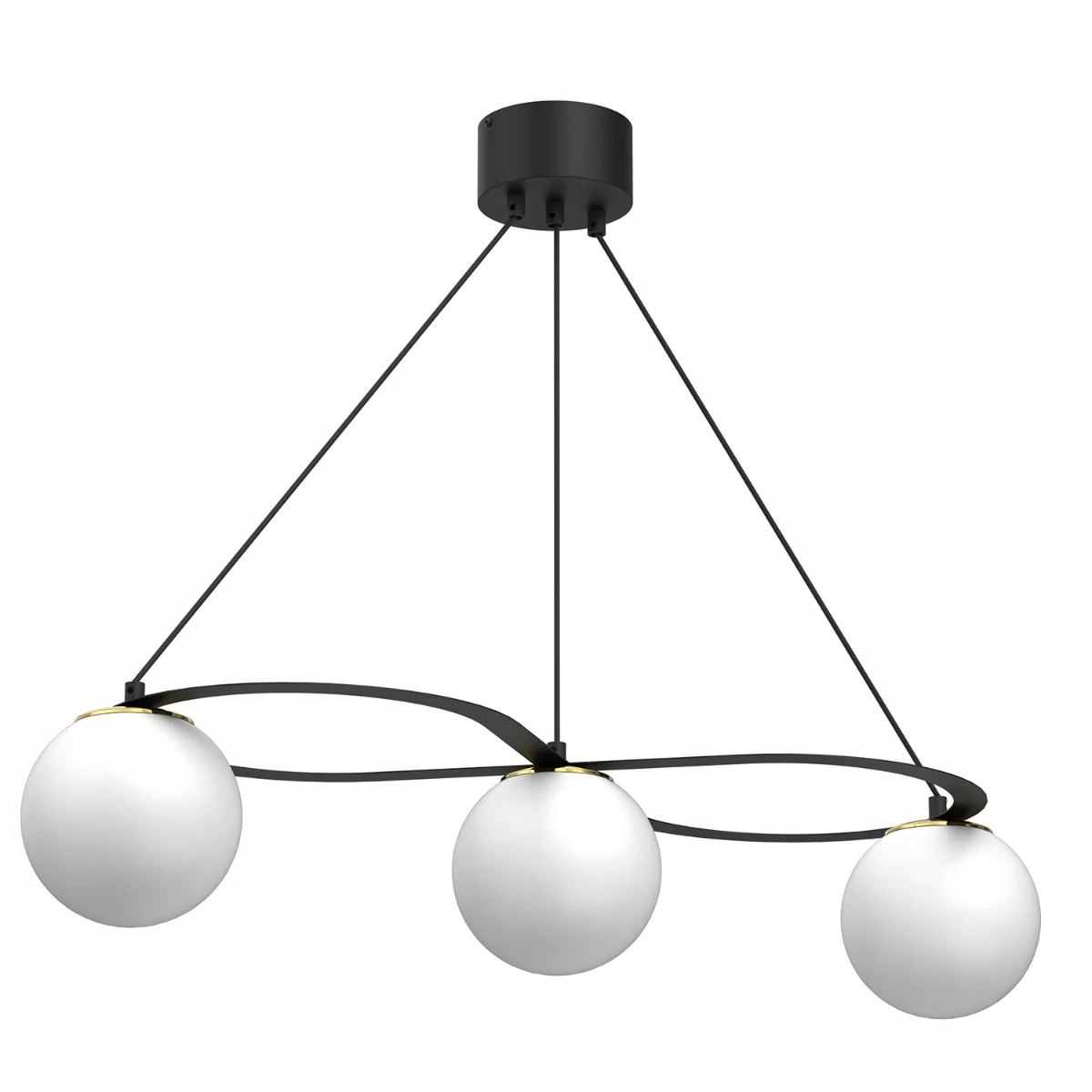 Závěsná lampa černá zlatá 3 skleněné bílé koule do obývacího pokoje 85 cm Luminex