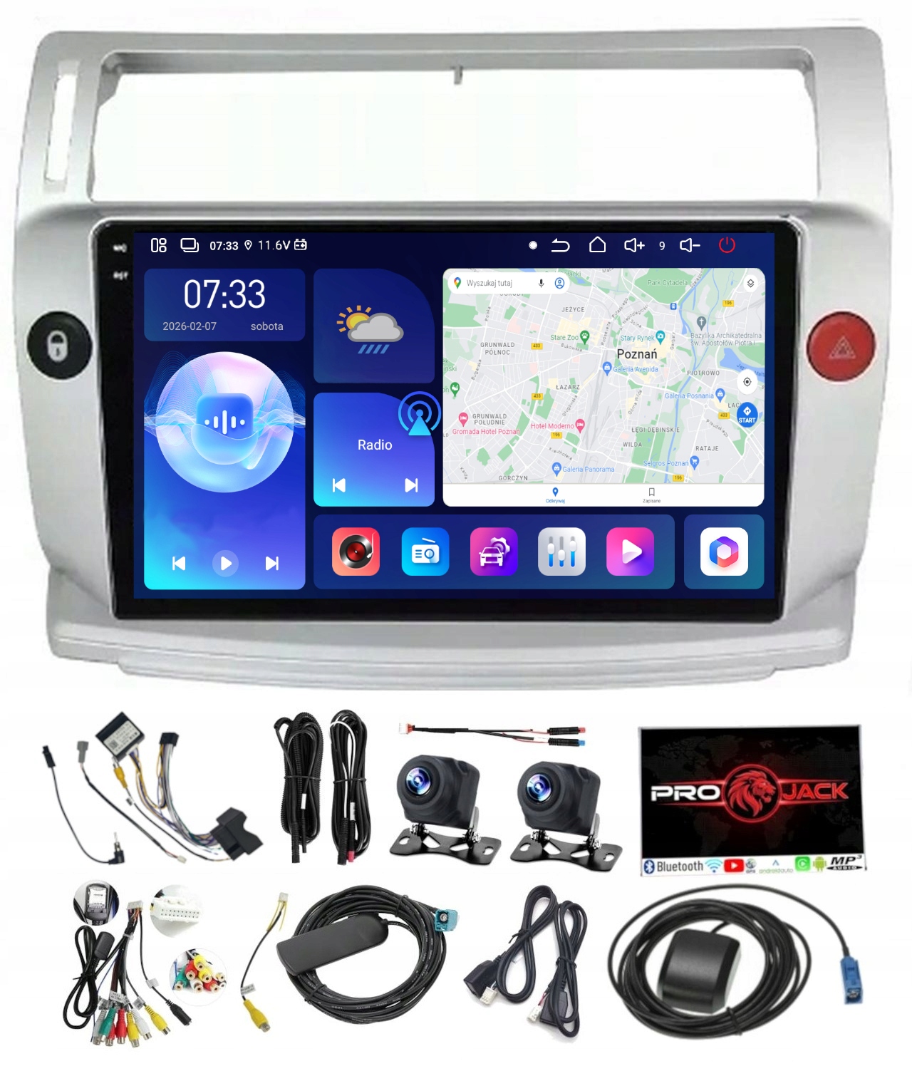 Rádio Navigace Carplay Gps Android Citroen C4 2004-2009 128GB Sim