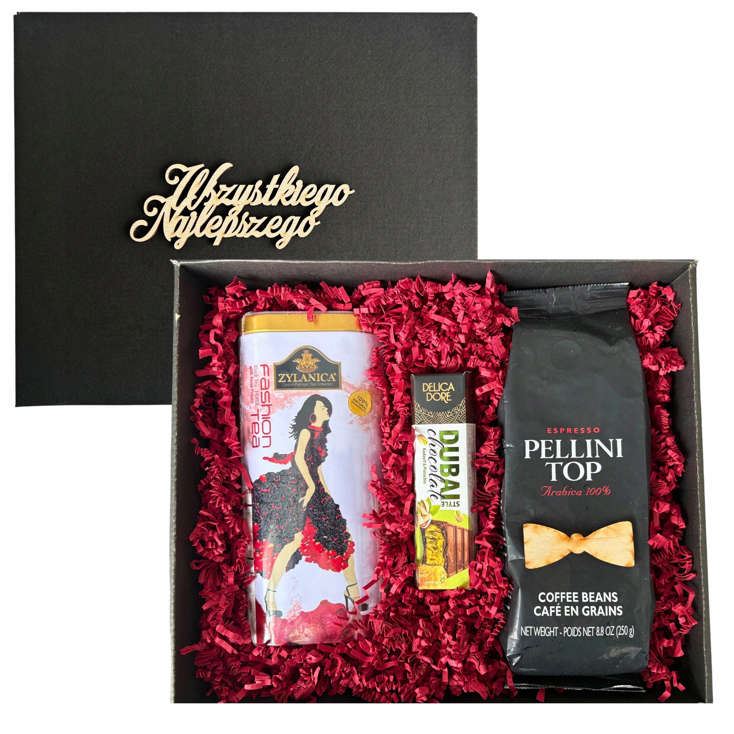 Zestaw Prezentowy Upominkowy Kawa Herbata Czekolada Dubajska w Pudełku