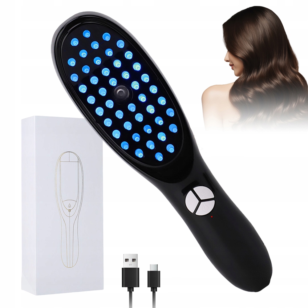 Elektrický Masážní Hřeben 2V1 S Led Světelnou Terapií Pro Pokožku Hlavy