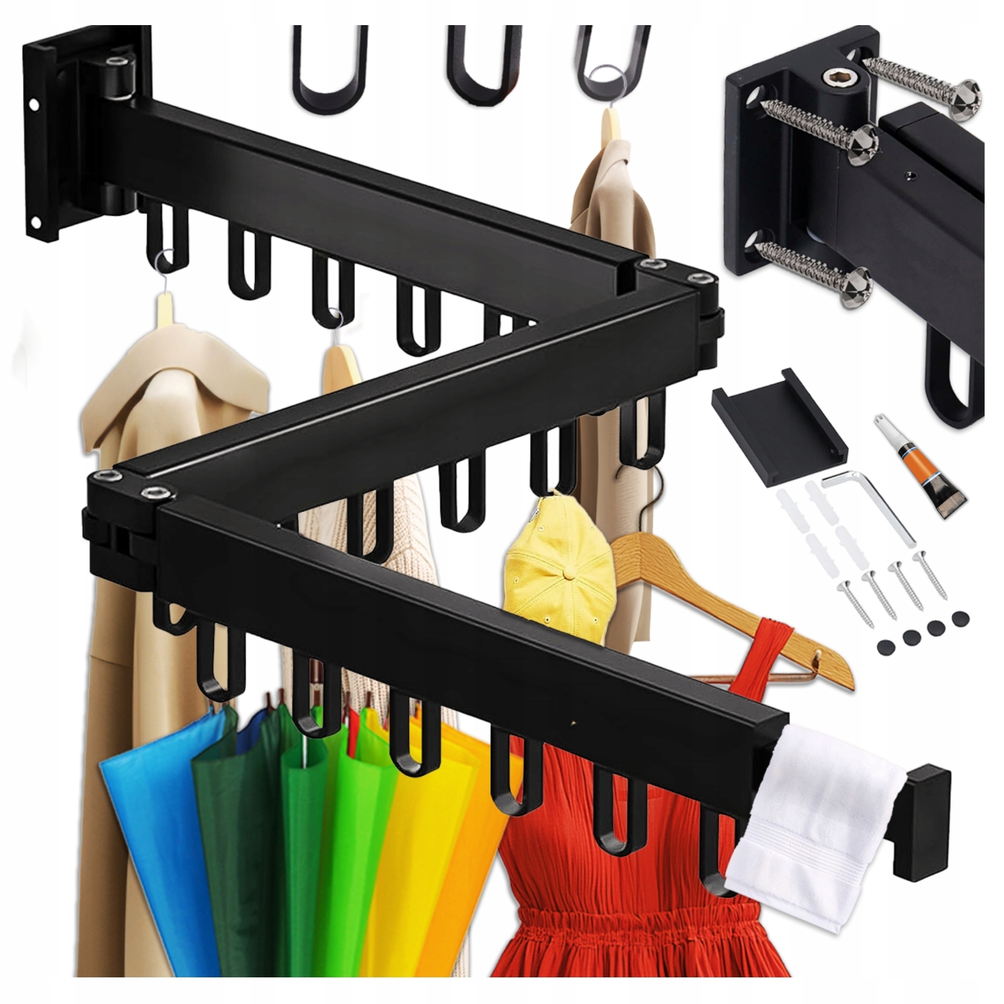 Levně Sušák Na Prádlo Věšák na oblečení Skládací pro praní na zeď Rozkládací