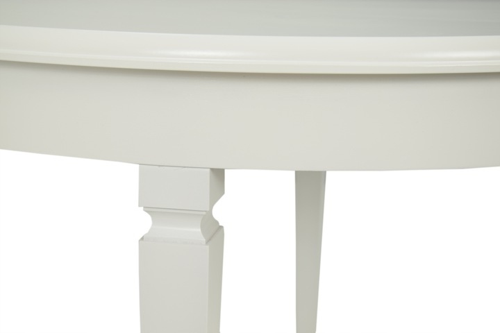 MASYWNY duży okrągły rozkładany stół biały salonu Szerokość mebla 110 cm