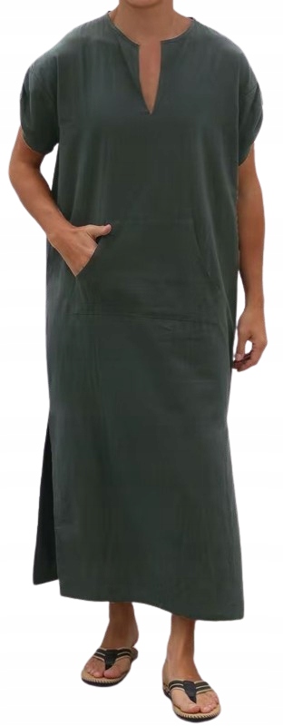 Dlouhá Pánská Noční Košile S Krátkým Rukávem, Kapsa Bavlna, Dlouhá Tunika XXL