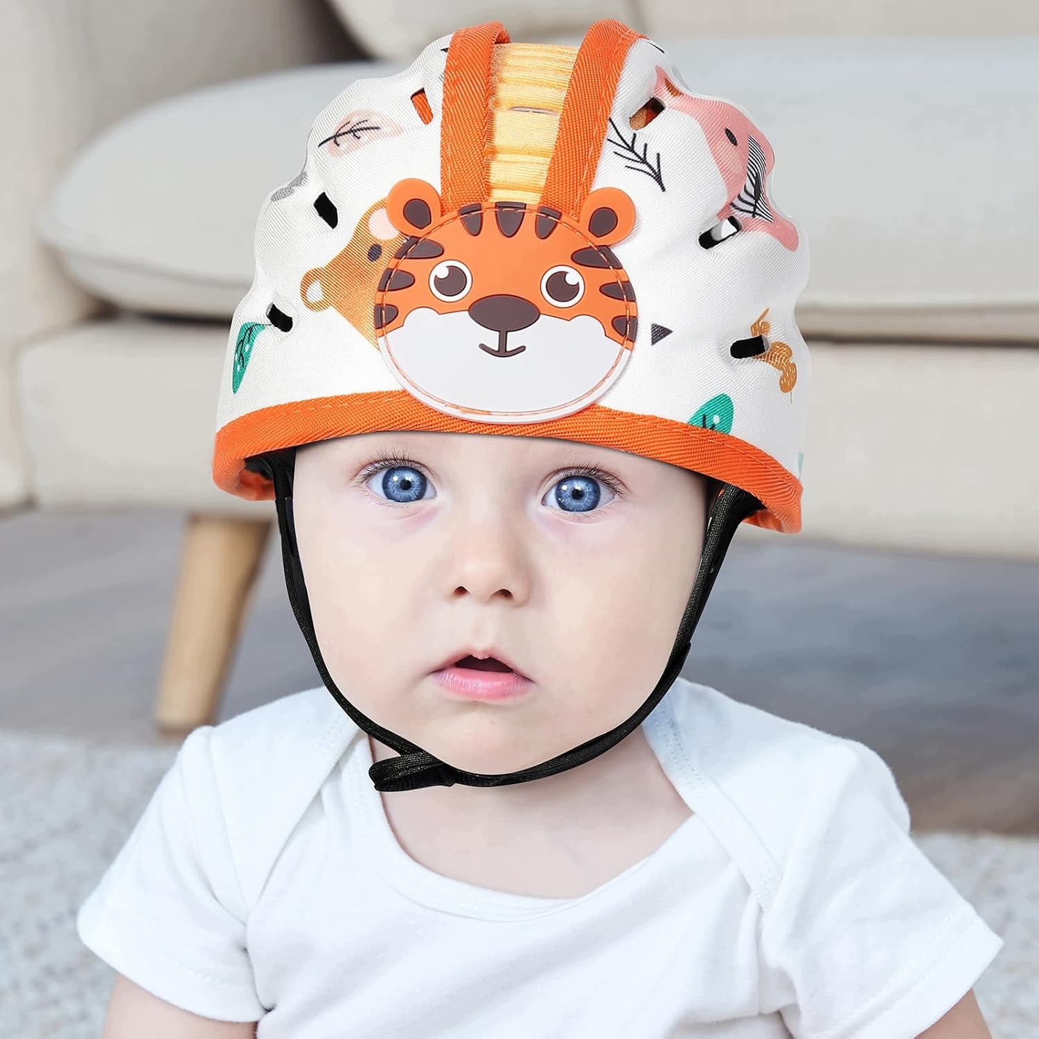Kask Ochronny Niemowlęcy Bawełniany Regulowany Oddychający Tygrys Urok