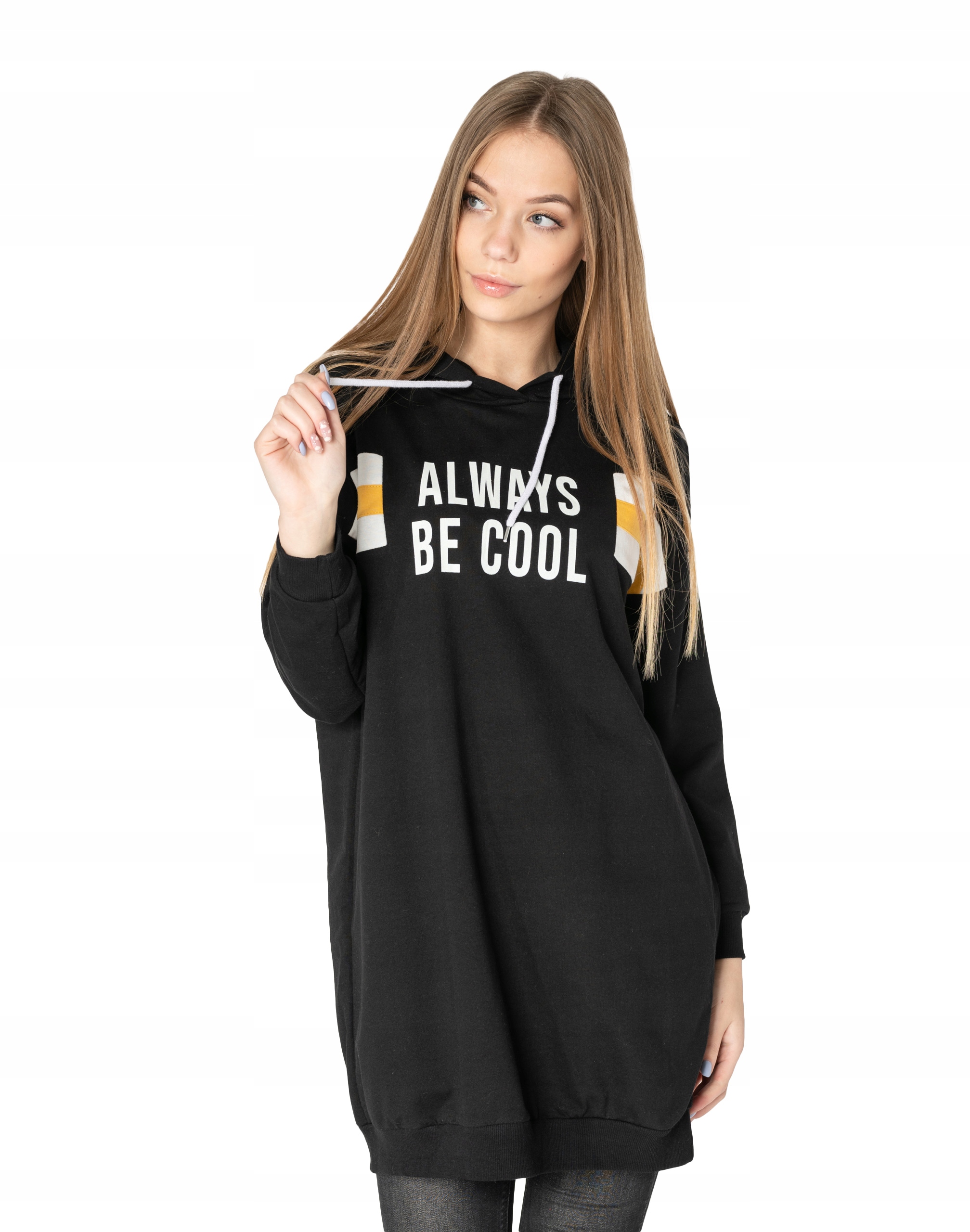 

Długa Bluza Damska z Kapturem Tunika 4561-1 r M
