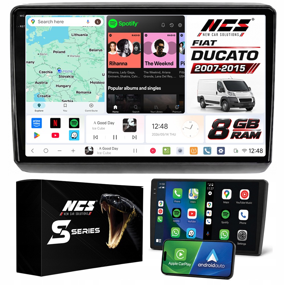 Rádio Navigace Ncs DS9 Fiat Ducato 2007-2015 Android 8GB Lte 9″