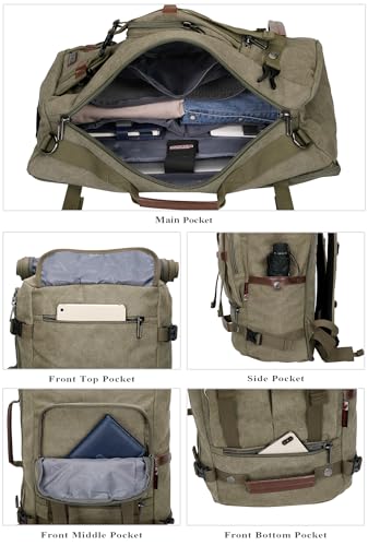 WITZMAN Plecak Podróżny Vintage Canvas Dla Mężczyzn i Kobiet Laptop 17" — miniatura 3