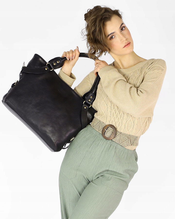 Torebka damska SKÓRZANA kuferek A4 Marco Mazzini Materiał dominujący skóra naturalna