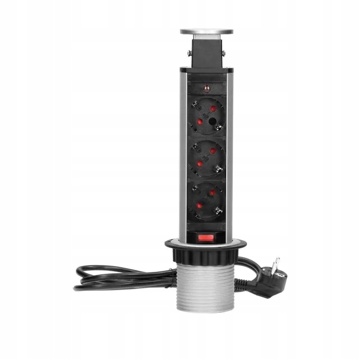 Stříbrná nábytková zásuvka výsuvná z trojité kuchyňské desky Orno