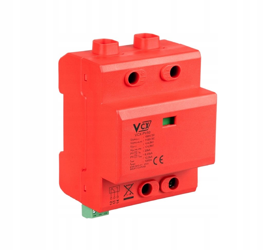 VCX Fotovoltaický obmedzovač prepätia DC T1T2 1500V 12,5kA iskierový
