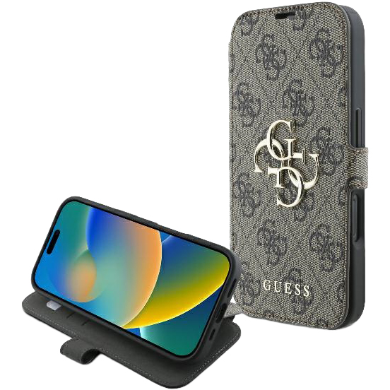 Pouzdro pro iPhone 16, Guess, odolné kryt s podstavcem na pouzdro