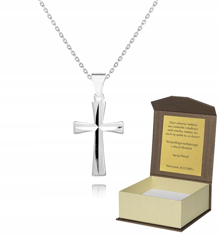 925 Stříbrný Řetízek 50 cm Křížek Dedikace A5K13