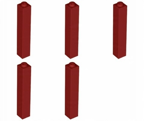 

Lego 2453b Filar 1x1x5 czerwony ciemny (10g) 5 szt