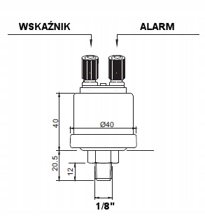Czujnik ciśnienia oleju z alarmem 0-5 bar Marka Kus