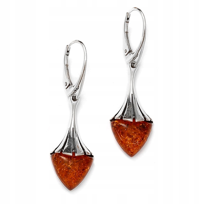 Klasické Stříbrné Náušnice S Koňakovým Jantarem