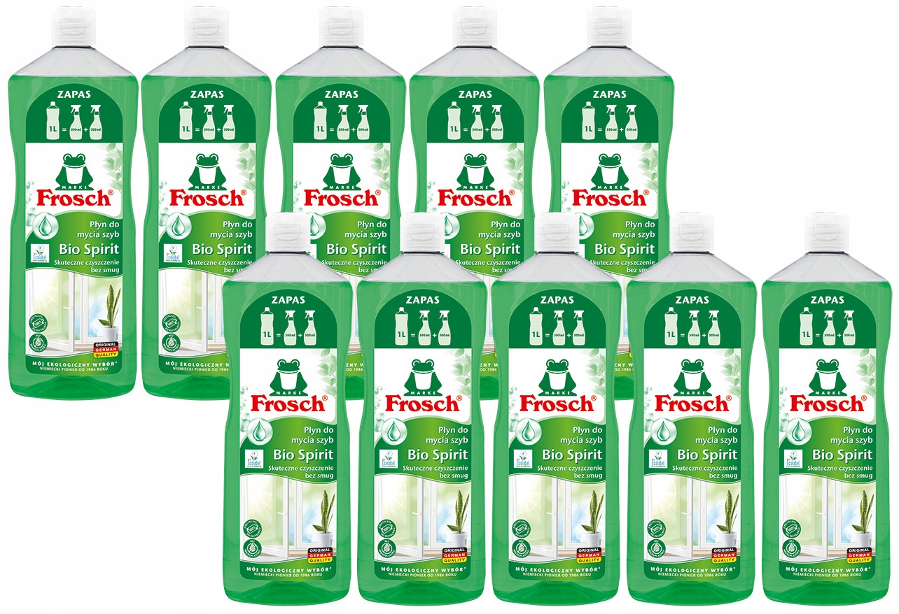 Levně Frosch Ekologický čisticí prostředek na skla Bio Spirit Náhradní sada 1000 ml 10 ks