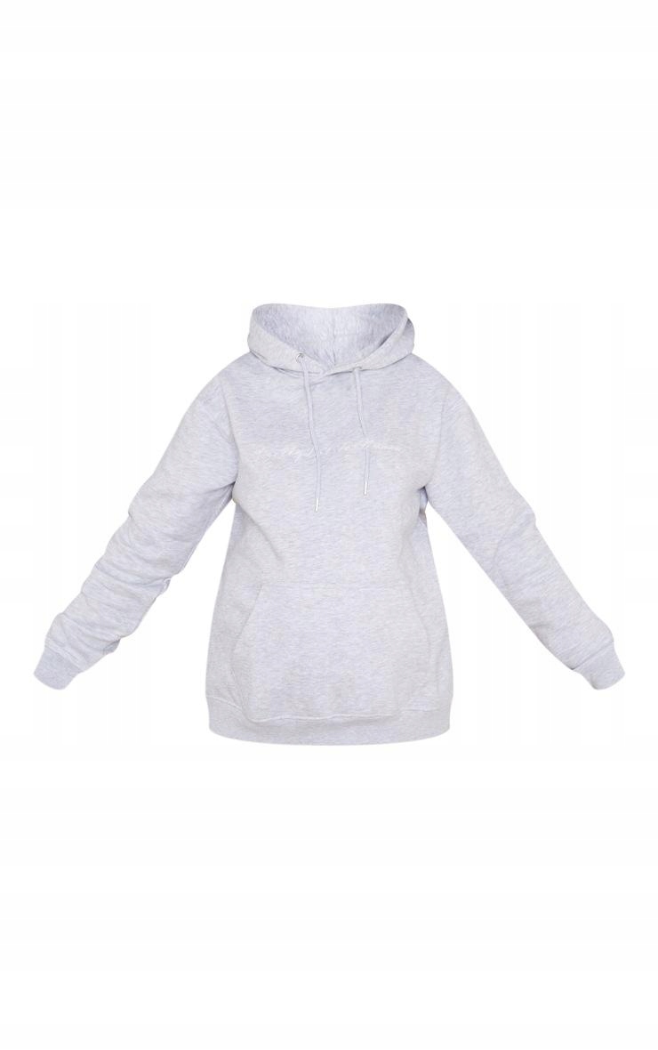 SZARA OVERSIZE BLUZA Z KAPTUREM CIĄŻOWA HAFT NAPIS PRETTYLITTLETHING XL