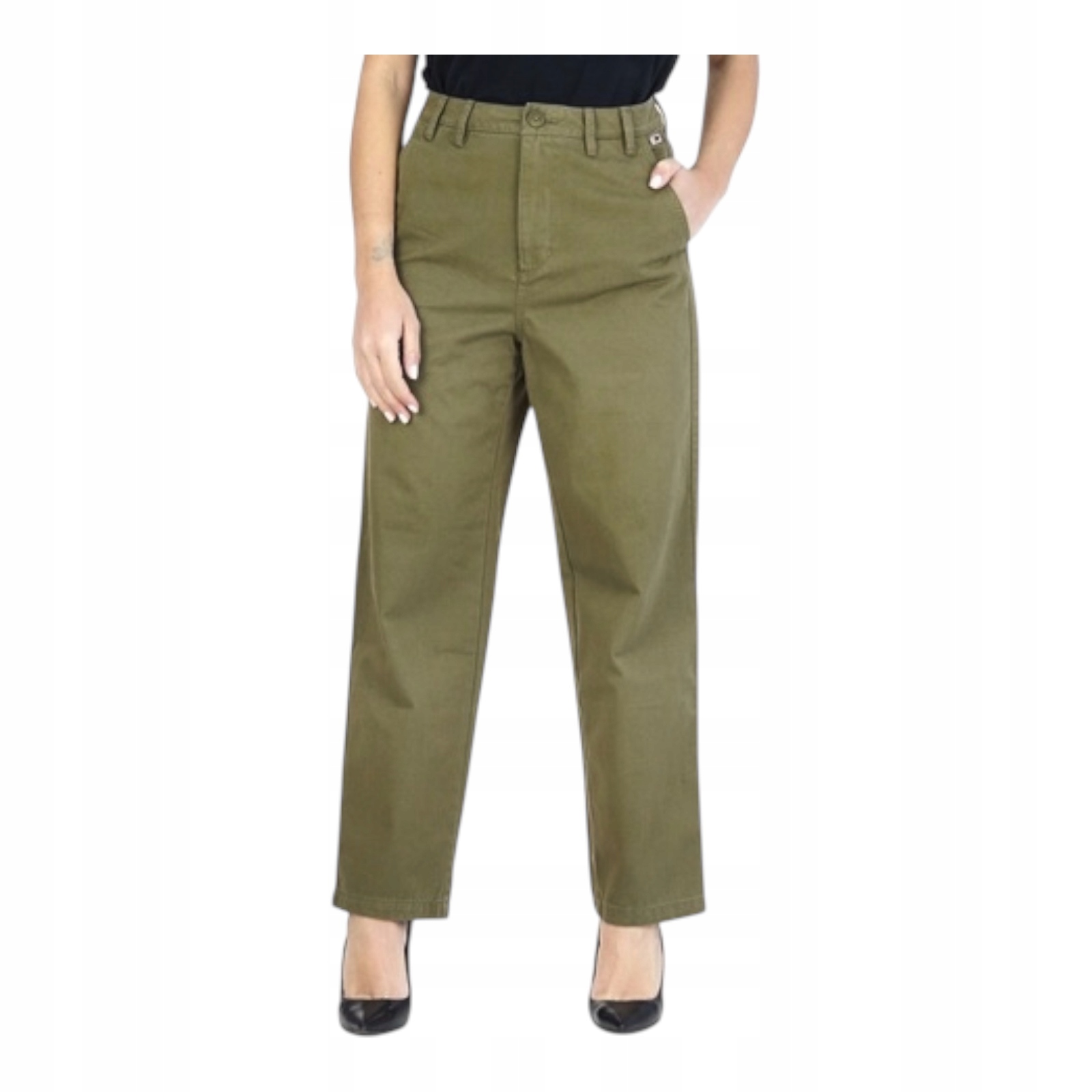 Dámské látkové kalhoty Tommy Jeans DW0DW06840 Khaki, velikost 29/32