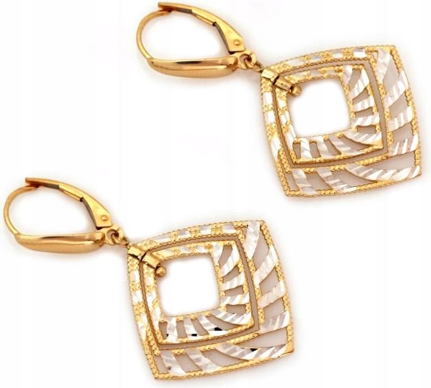 Zlaté náušnice závěsné kosočtverce bílé zlato 4,51g 14k dlouhé v elegantním provedení