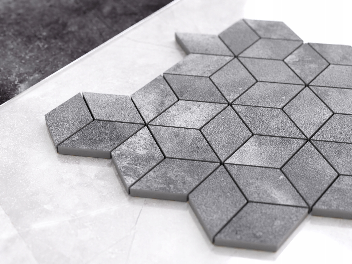 MOZAIKA GRESOWA DIAMOND ROMB CIEMNA SZARA LAPPATO Typ mozaika