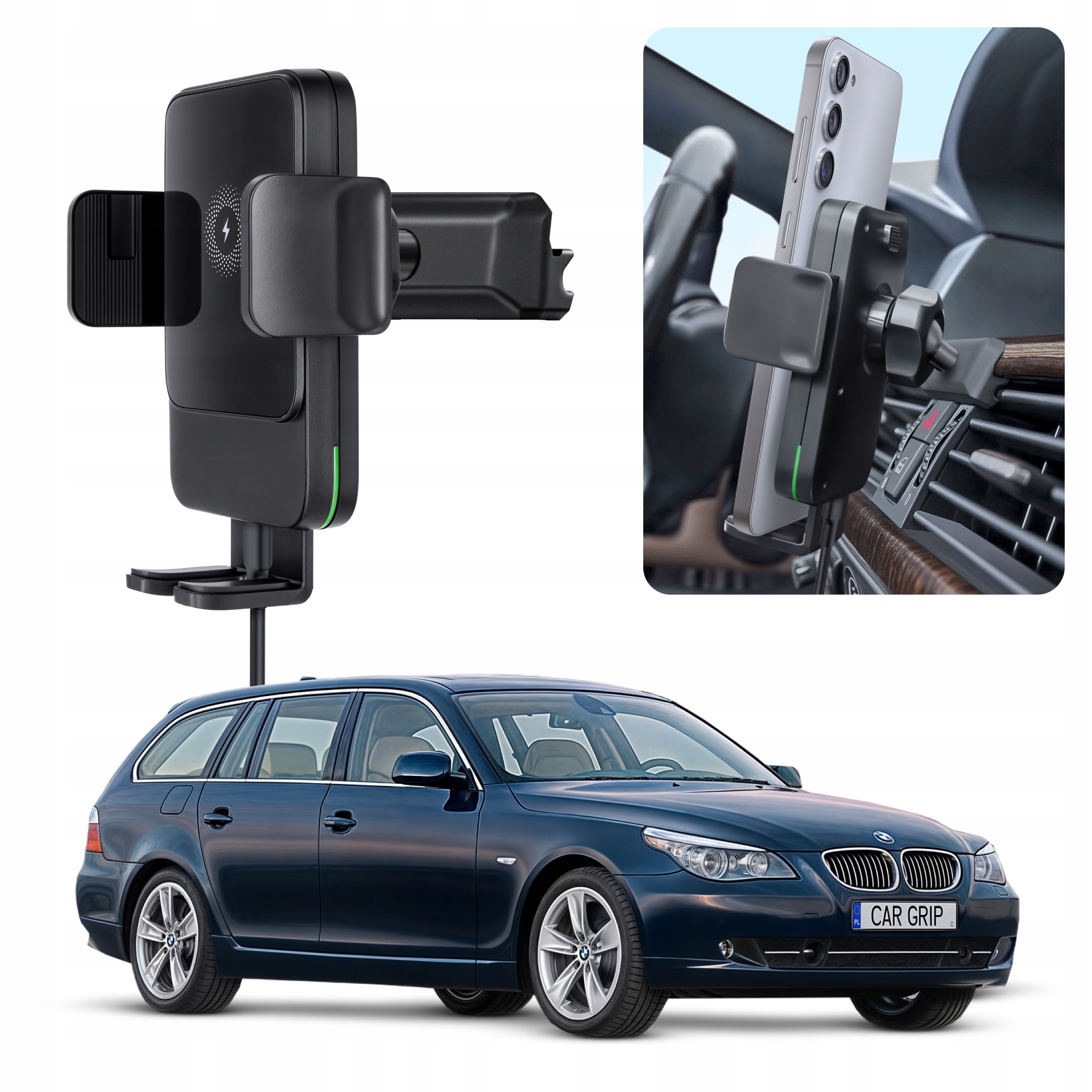 Uchwyt Grawitacyjny z ładowaniem Qc 3.0 dedykowany do Bmw 5 i 6 E60 (2004-)