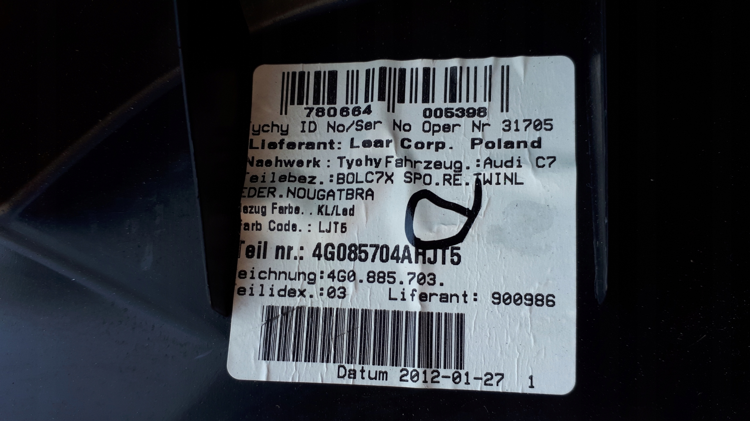 A6 C7 4G side KANAPY rear part left right leather 2X A7
