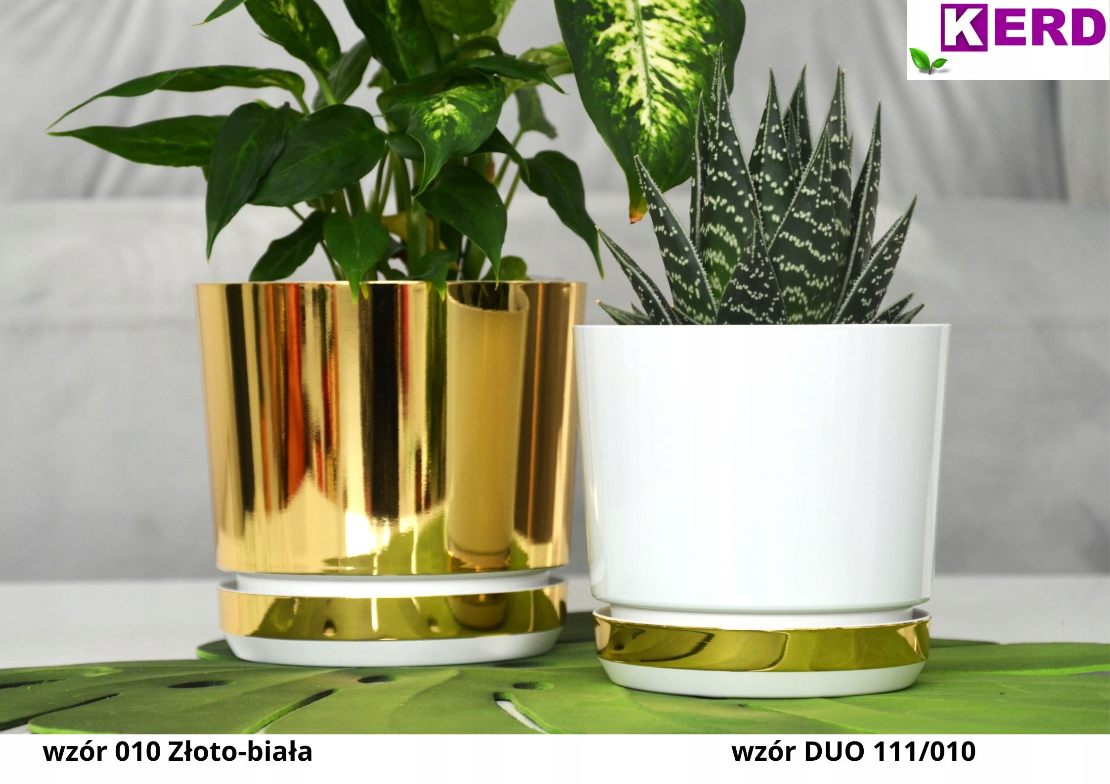 14 ZŁOTO BIAŁA osłonka doniczka z podstawką styl nowoczesny glamour połysk Rodzaj osłonka