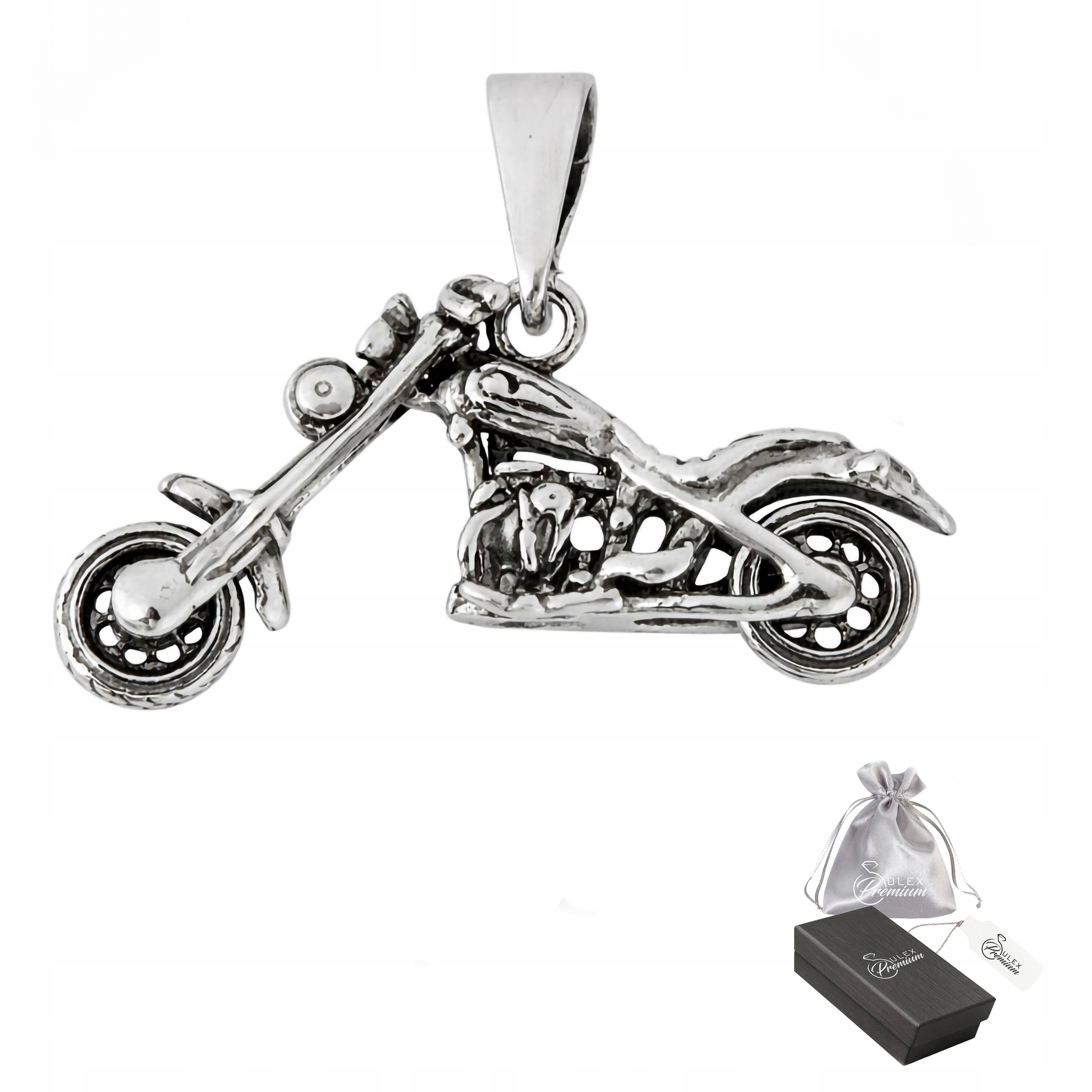 Přívěsek Motocykl Chopper Stříbro ryzost 925 Oxidovaný přívěsek pro ni