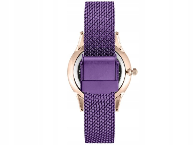 Fialové dámské elegantní hodinky na náramku s minerálním sklíčkem