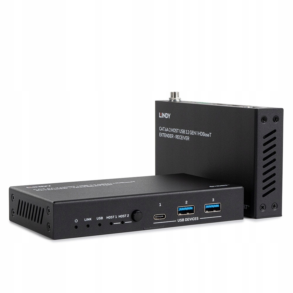 Lindy Przedłużacz Cat.6A 2 Host USB 3.2 Gen 1 HDBaseT 100m