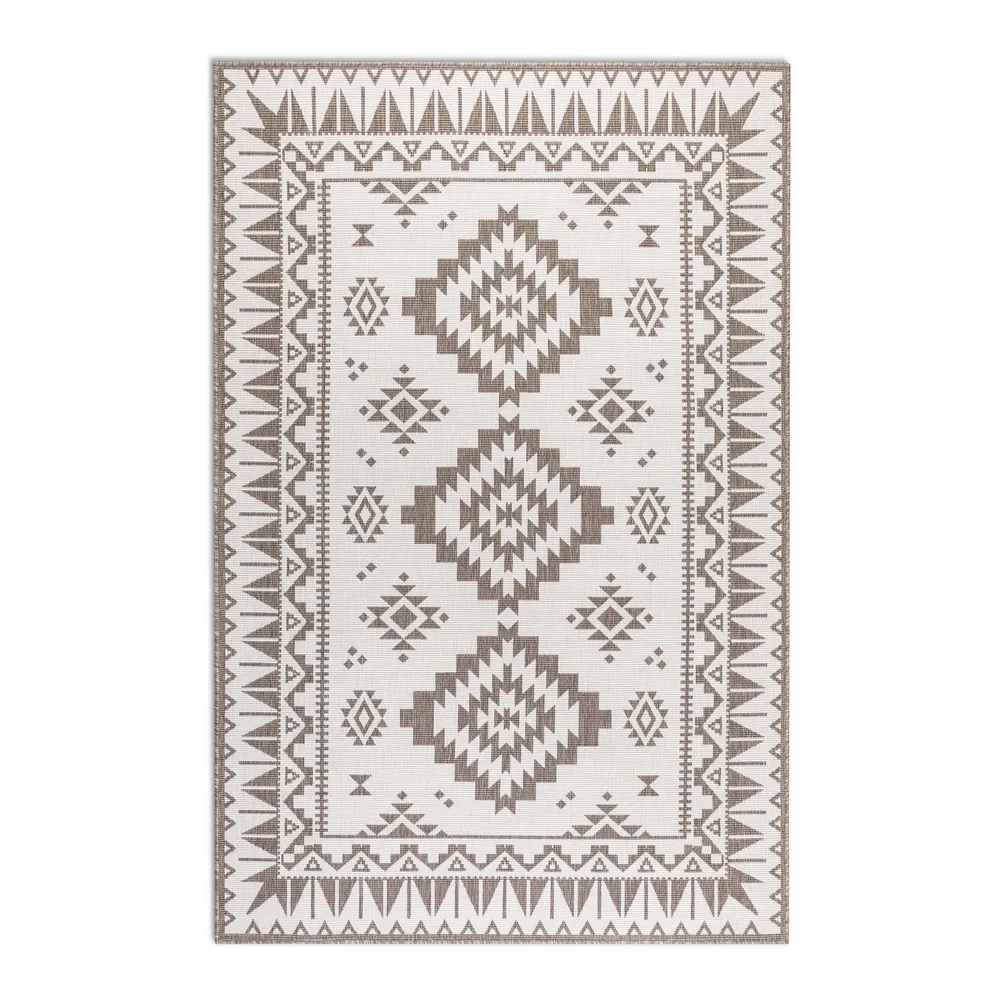 Koberec na terasu 120 x 170 cm, krémovo béžový, obojstranný, šnúrkový